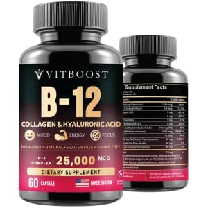 Vitboost B12 with Hyaluronic Acid 60-Capsule Bottle for $11