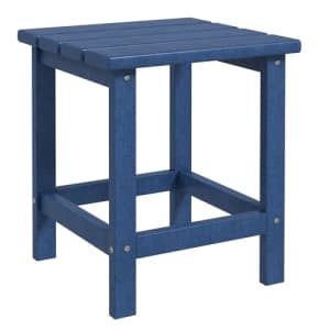 Outsunny Adirondack Side Table, Square Patio End Table, Weather Resistant 15" Outdoor HDPE Table for $50