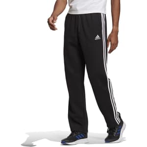 adidas Men's Essentials Fleece Open Hem 3-Stripes Pants for $15