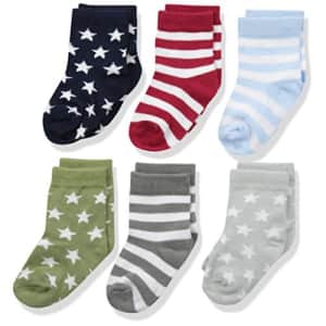 Luvable Friends Unisex Baby Newborn and Baby Socks Set, Star Stripes, 6-12 Months for $12