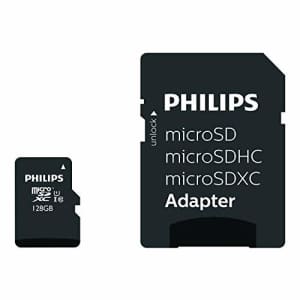 Philips PHMSDM128GXC10U1 128GB Micro SDXC Class 10 UHS-1 & V10 Flash Memory Card with Adapter for $25