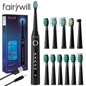 Fairywill Sonic Electric Toothbrush with 12 Brush Heads for $20 Fairywill Sonic Electric Toothbrush with 12 Brush Heads for $20
