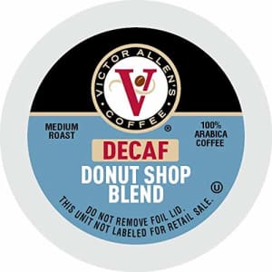 Victor Allen's Coffee Decaf Donut Shop, Medium Roast, 80 Count Single Serve Coffee Pods for Keurig for $35 Victor Allen's Coffee Decaf Donut Shop, Medium Roast, 80 Count Single Serve Coffee Pods for Keurig for $35