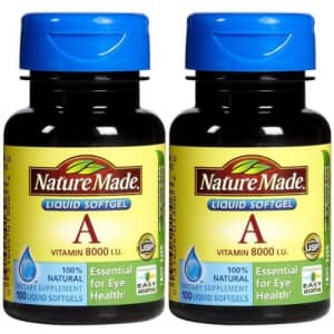 Nature Made Vitamin A 2,400 mcg (8,000 IU), 100 Softgels (Pack of 2) for $30