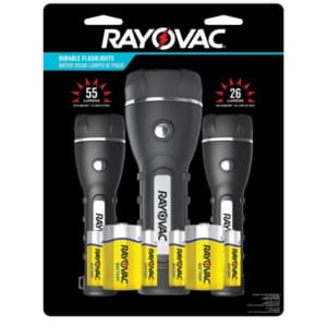 Rayovac Brite Essentials LED Robust Rubberized Flashlight 3-Pack for $10 Rayovac Brite Essentials LED Robust Rubberized Flashlight 3-Pack for $10