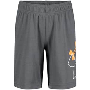 Under Armour Boys' Printed Boost Short, Elastic Waistband, Pitch Gray Logo for $14