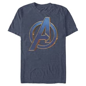 Marvel Big & Tall Logo Men's Tops Short Sleeve Tee Shirt, Navy Blue Heather, 3X-Large for $12