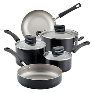 Farberware Smart Control Nonstick Cookware Pots and Pans Set, 14 Piece, Black for $60