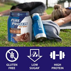 Natural Whey Protein Powder by Pure Protein, Gluten Free, Keto Friendly, Rich Chocolate, 1.6lbs for $32