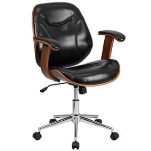 Flash Furniture Mid-Back Black LeatherSoft Executive Ergonomic Wood Swivel Office Chair with Arms for $170 Flash Furniture Mid-Back Black LeatherSoft Executive Ergonomic Wood Swivel Office Chair with Arms for $170