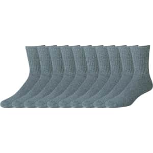 Amazon Essentials Men's Cotton Half Cushioned Crew Socks 10-Pack for $14