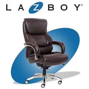 La-Z-Boy Executive Comfort Core Cushions, Office Chair with Black Wood Accents, Bonded Leather, for $406