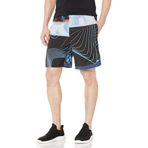Reebok Men's Standard Austin Training Shorts, Black/Blue/All Over Print, Small for $18