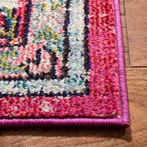 SAFAVIEH Madison Collection 2'2" x 4' Fuchsia/Blue MAD473A Boho Chic Medallion Distressed for $19