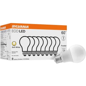 Sylvania ECO A19 60W-Equivalent LED Light Bulb 8-Pack for $14