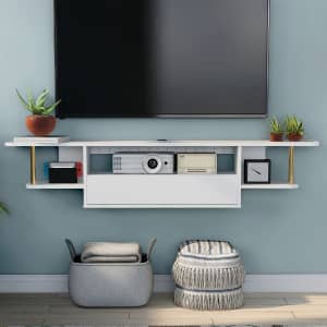 Casee Modern White 63" Floating TV Console for $50