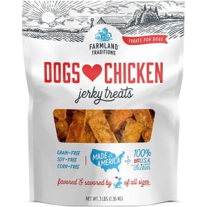 Farmland Traditions Dogs Love Chicken Jerky Treats 3-lb. Bag for $28 via Sub & Save Farmland Traditions Dogs Love Chicken Jerky Treats 3-lb. Bag for $28 via Sub & Save