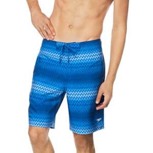 Speedo Men's Standard Swim Trunk Knee Length Boardshort Bondi Striped, Zig Zag Turkish Sea, Small for $48