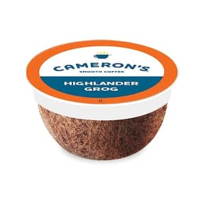 Cameron's Coffee Single Serve Pods, Light Roast, Flavored - Highlander Grog, 12 Count (Pack of 6) for $37
