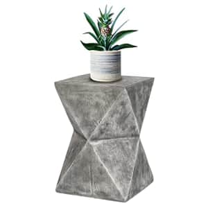 Adeco Concrete, Patio Side End Decorative Garden Stool Nightstands Plant Stand Coffee Indoor for $69