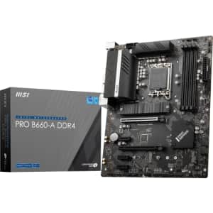 MSI PRO B660-A DDR4 Motherboard (ATX, 12th Gen Intel Core, LGA 1700 Socket, DDR4, PCIe 4, 2.5G LAN, for $166