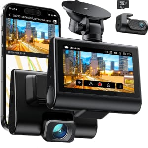 4K Front and Rear Dash Cam w/ 32GB SD Card for $120