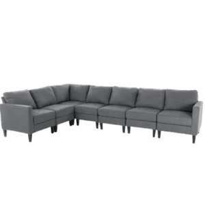 Noble House 32" Square Arm 7-Piece Polyester L-Shaped Sectional Sofa for $604