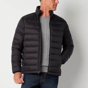St. John's Bay Men's Water Resistant Midweight Puffer Jacket for $32