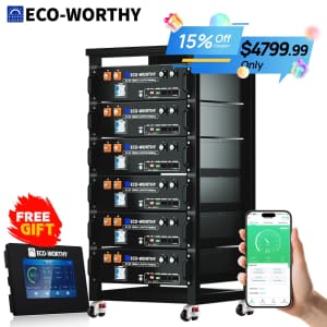 Eco-Worthy 30.72kWh 48V 100AH Server Rack Lithium Battery 6-Pack with Monitor for $4,680