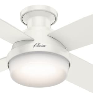 Hunter Fan 52 inch Fresh White Finish Dimpsay Low Profile with Light Kit (Renewed) for $103