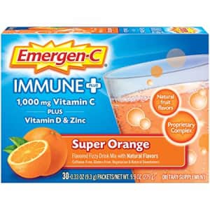 Emergen-C Immune+ Vitamin C 1000mg Powder, Plus Vitamin D And Zinc (30 Count, Super Orange Flavor, for $13