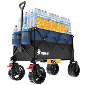Pteromy 150L Collapsible Wagon Cart for $52