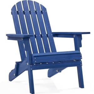 Yaheetech Folding Adirondack Chair Set of 1 Outdoor, 300LBS Solid Wood Garden Chair Weather for $56