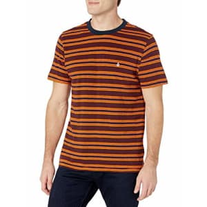 Volcom Men's Moorley Crew Short Sleeve Striped Shirt, Port, X-Small for $22