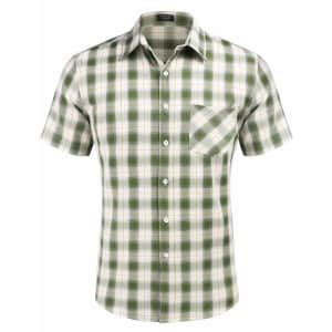 Coofandy Men's Plaid Short Sleeve Dress Shirt for $11