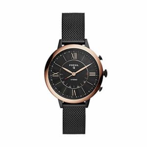 Fossil Women's Jacqueline Stainless Steel Mesh Hybrid Smartwatch, Color: Black (Model: FTW5030) for $175