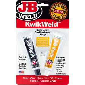 J-B Weld KwikWeld Quick Setting Steel Reinforced Epoxy 2-oz. Kit for $5 J-B Weld KwikWeld Quick Setting Steel Reinforced Epoxy 2-oz. Kit for $5
