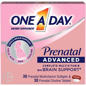 One A Day Womens Prenatal Advanced Complete Multivitamin with Brain Support* with Choline, Folic for $19 One A Day Womens Prenatal Advanced Complete Multivitamin with Brain Support* with Choline, Folic for $19