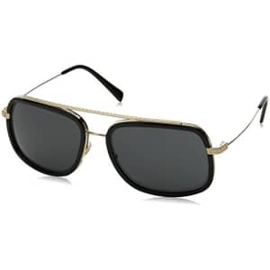Versace VE 2173 125287 Pale Gold Black Metal Square Sunglasses Grey Lens for $270