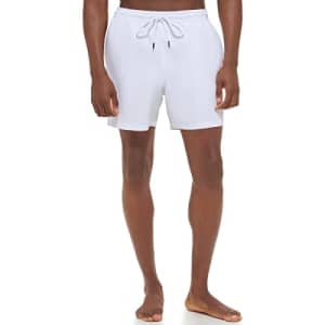 Calvin Klein Men's Standard UV Protected Quick Dry Swim Trunk, White, Large for $23
