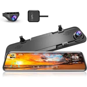 Jomise K17 4K 12" Mirror Dash Cam with GPS and Night Vision for $84