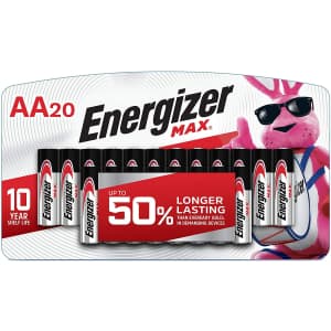 Energizer MAX Alkaline AA Batteries 20-Pack for $11 via Sub & Save