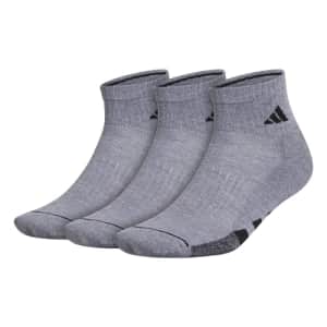 adidas Men's Cushioned Quarter Socks (3-Pair), Grey/Black, Large for $14