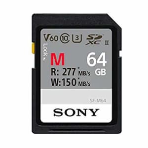 Sony M Series SDXC UHS-II Card 64GB, V60, CL10, U3, Max R277MB/S, W150MB/S (SF-M64/T2), Black for $40