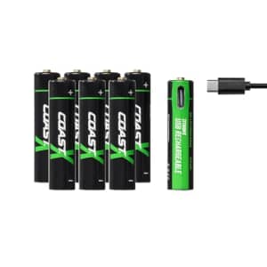 Coast AAA USB-C Rechargeable Batteries, ZITHION-X, Lithium Ion 1.5v 750 mAh, Long Lasting, Charges for $55