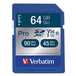 Verbatim 64GB Pro 600X SDXC Memory Card, UHS-I V30 U3 Class 10 - 98670 for $25