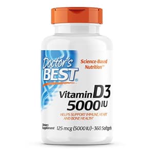 Doctor's Best Vitamin D3 5,000 IU for Healthy Bones, Teeth, Heart and Immune Support, Non-GMO, for $8
