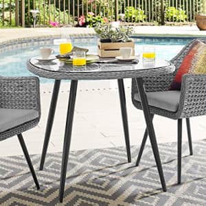 Modway Endeavor Wicker Rattan Aluminum Glass Outdoor Patio 36" Square Dining Table in Gray for $240