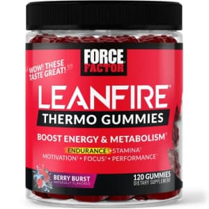 Force Factor LeanFire Thermo Gummies with B12 Vitamins, Caffeine, & Green Coffee Bean, Boost Energy, Metabolism, for $21