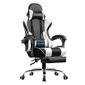 GTPLAYER Gaming Chair with Footrest and Lumbar Support for $40
